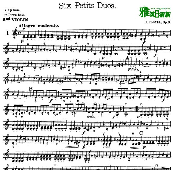 普莱耶尔 pleyel  Op. 8小提琴二重奏谱 - Six Petits Duos for Two Violins