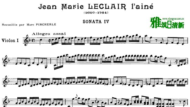 勒克莱尔 Leclair小提琴二重奏谱 - sonatas for two violins op.3 No.4