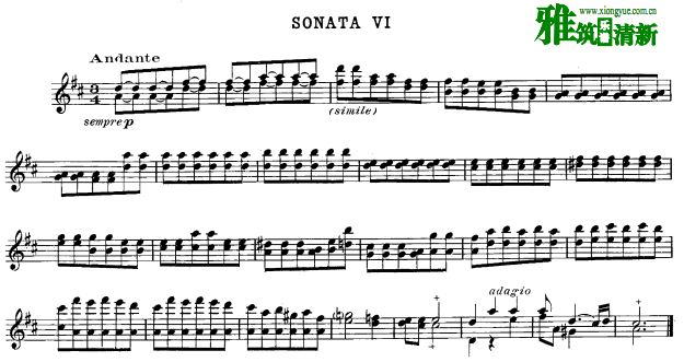տ Leclair - sonatas for two violins op.3  No.6 Сٶ