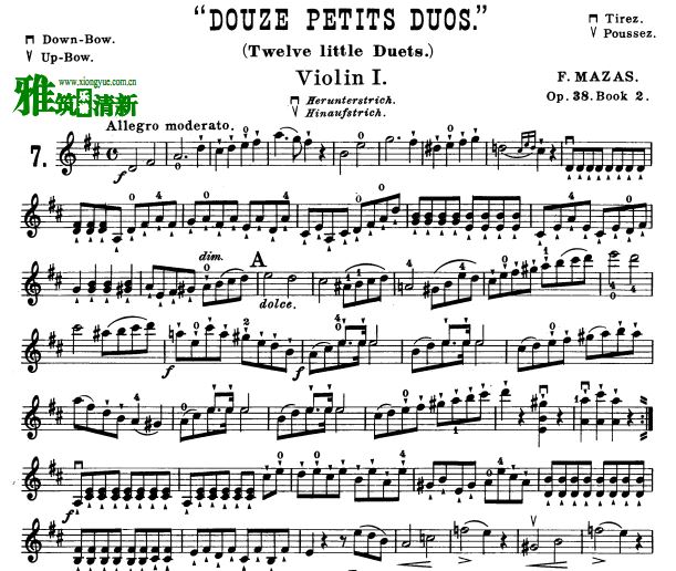 马沙士Op.38 小提琴二重奏谱 Mazas - Twelve Little Duets , Op.38 小提琴二重奏谱