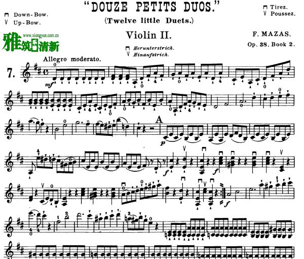 马沙士 Twelve Little Duets , Op.38 小提琴二重奏谱