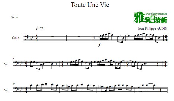 Toute Une Vie 如今我的爱大提琴独奏谱