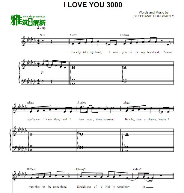 i love you 3000简谱,i love you 3000钢琴谱 stephanie poetri - i love you 3000歌谱 弹唱钢琴谱