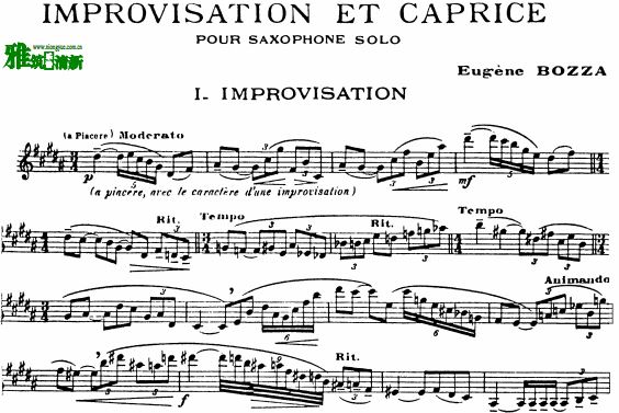 Eugene Bozza - Improvisation Et Caprice萨克斯谱