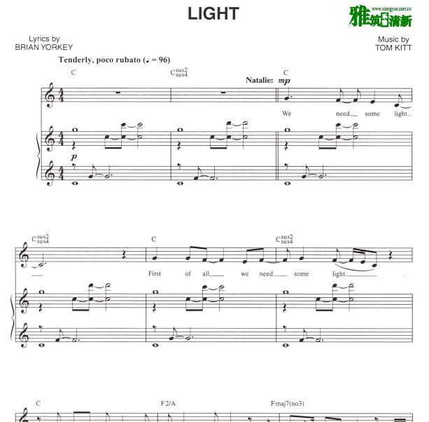 近乎正常 Next to Normal - LIGHT钢琴伴奏谱 声乐歌谱