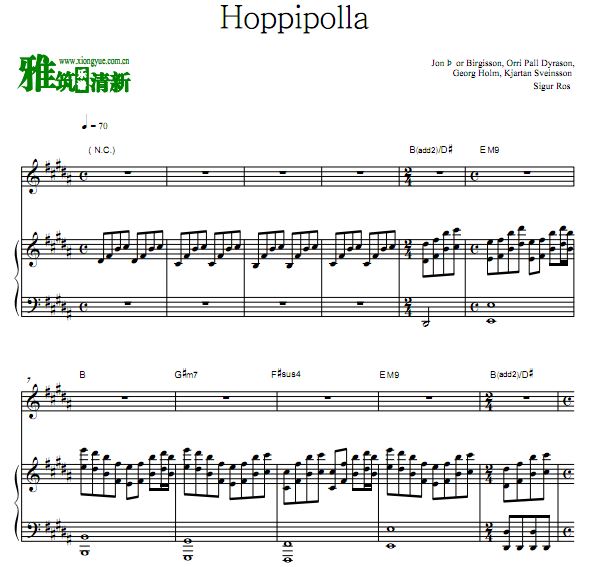 Sigur Rós - Hoppipolla弹唱伴奏钢琴谱 歌谱