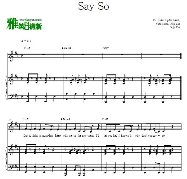 Doja Cat - Say So 弹唱伴奏钢琴谱 歌谱