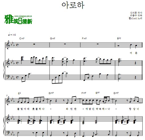cool Aloha钢琴弹唱谱 歌谱