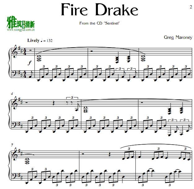 Greg Maroney - Fire Drake钢琴谱