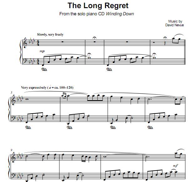 DAVID NEVUE - The Long Regret钢琴谱
