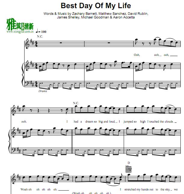 American Authors - Best Day of My Life钢琴谱