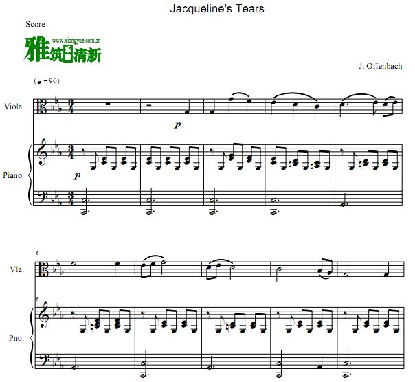 Jacqueline's Tears 杰奎琳的眼泪中提琴钢琴二重奏谱