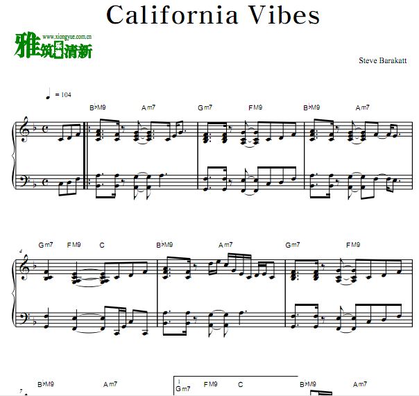 Steve Barakatt - California Vibes钢琴谱 史蒂夫·贝瑞卡钢琴谱