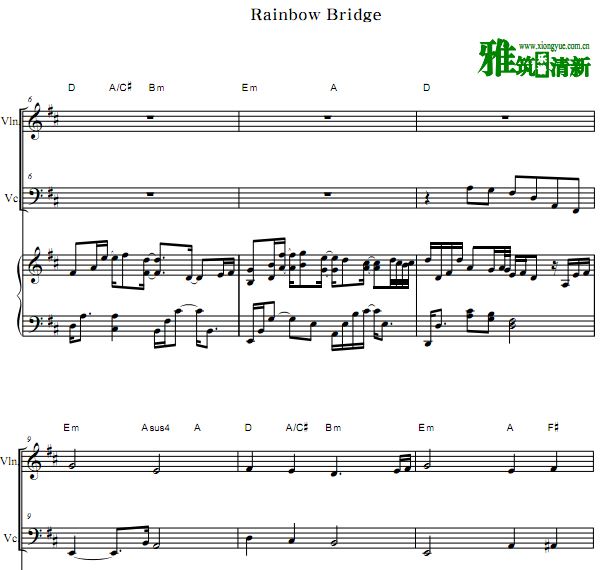 史蒂夫·贝瑞卡 Rainbow Bridge小提琴大提琴钢琴合奏谱