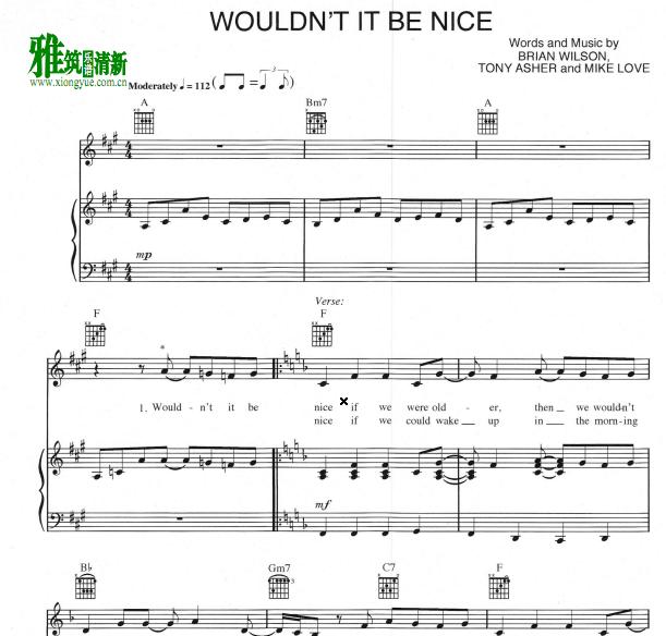 THE BEACH BOYS - Wouldn't It Be Nice钢琴谱