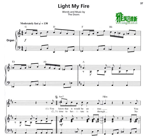 The Doors - Light My Fire钢琴伴奏谱