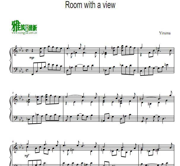 Yiruma李闰珉 Room with a view钢琴谱