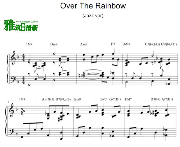 飞越彩虹 Over The Rainbow爵士版钢琴谱