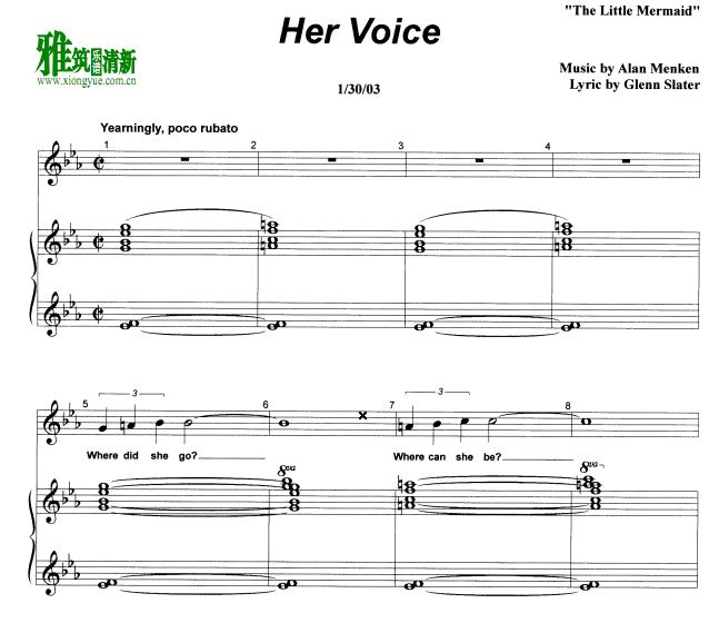 小美人鱼 The Little Mermaid - Her Voice钢琴伴奏谱