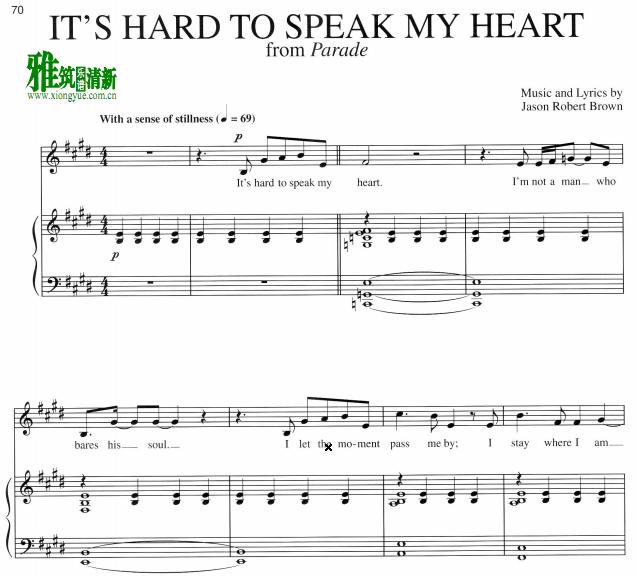 Parade - It's Hard To Speak My Heart钢琴伴奏谱