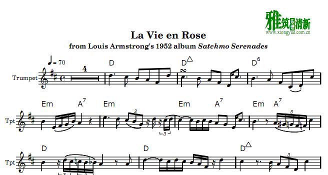 玫瑰人生 La Vie en Rose小号谱
