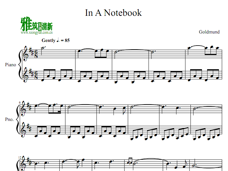 Goldmund - In A Notebook钢琴谱
