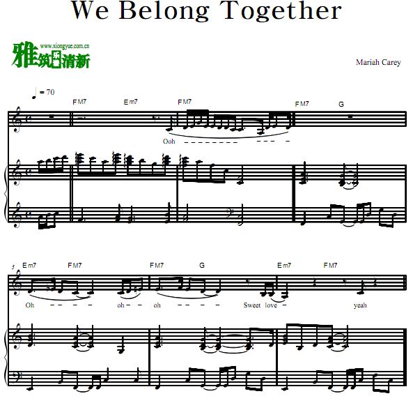 Mariah Carey - We Belong Together弹唱钢琴谱