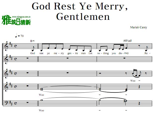 Mariah Carey - God Rest Ye Merry Gentlemen阿卡贝拉合唱谱