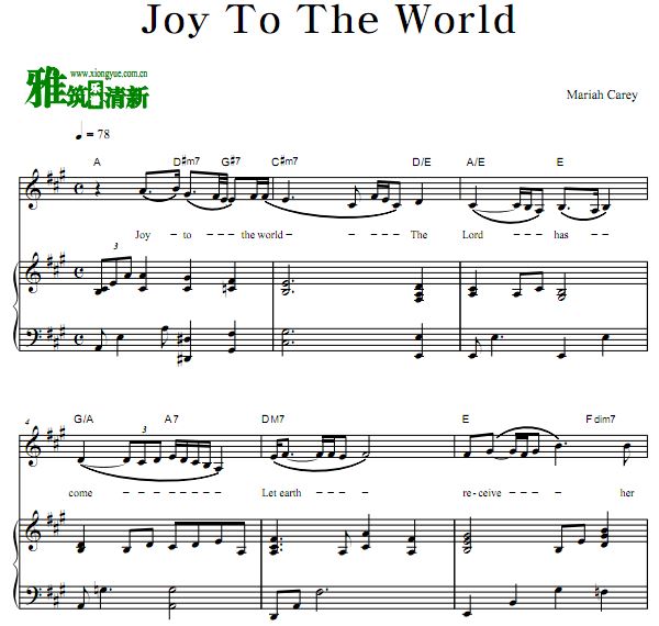 Mariah Carey - Joy To The World歌谱 弹唱伴奏钢琴谱