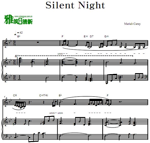 Mariah Carey - Silent Night弹唱钢琴谱 歌谱