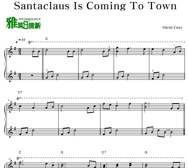 Santaclaus is Coming To Town钢琴谱