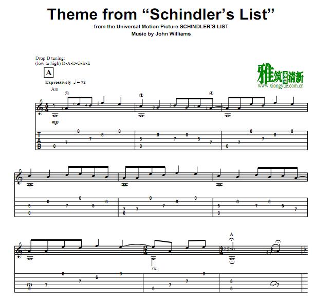 辛德勒名单Schindler’s List吉他谱