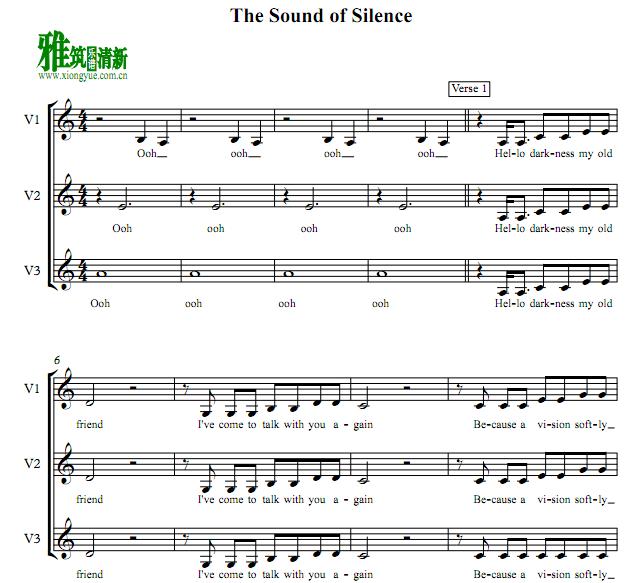 寂静之声 - The Sound of Silence三声部合唱谱