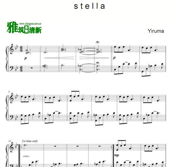 李闰珉 Yiruma - Stella钢琴谱  Yiruma - s t e l l a钢琴谱