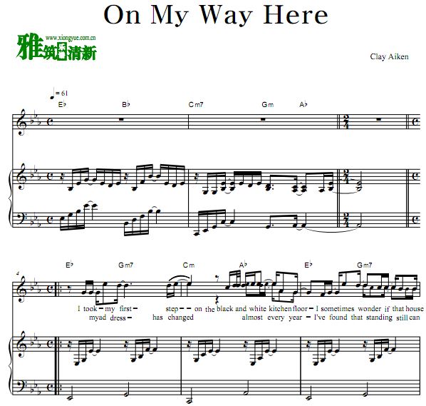 ClayAiken - On My Way Here钢琴伴奏弹唱歌谱