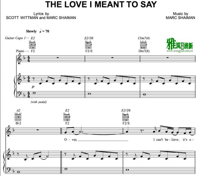 The Love I Meant To Say钢琴伴奏谱