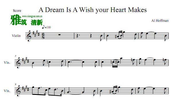 A Dream Is A Wish Your Heart Makes 灰姑娘 Cinderella小提琴谱
