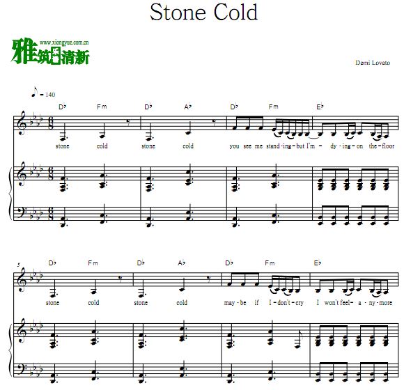 Demi Lovato - Stone Cold钢琴伴奏弹唱歌谱