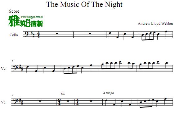  The Music Of The Night歌剧魅影大提琴谱 PDF格式