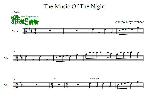 The Music Of The Night 歌剧魅影中提琴谱