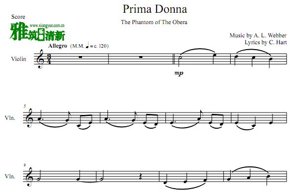 Prima Donna  歌剧魅影小提琴谱