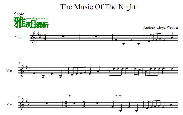 歌剧魅影 The Music Of The Night小提琴谱