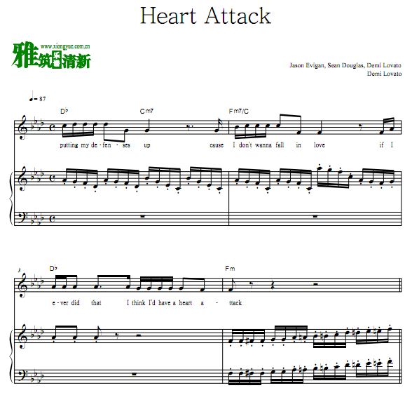 Demi Lovato - Heart Attack钢琴谱 歌谱