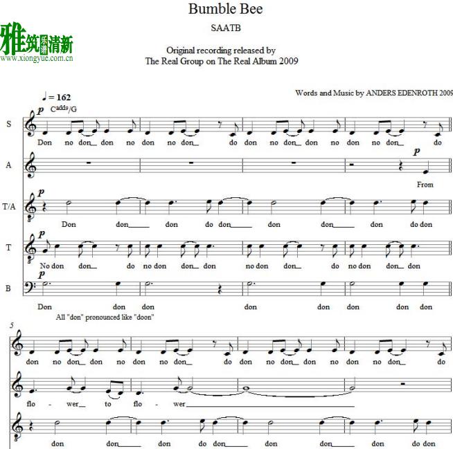The Real Group - Bumble Bee阿卡贝拉谱