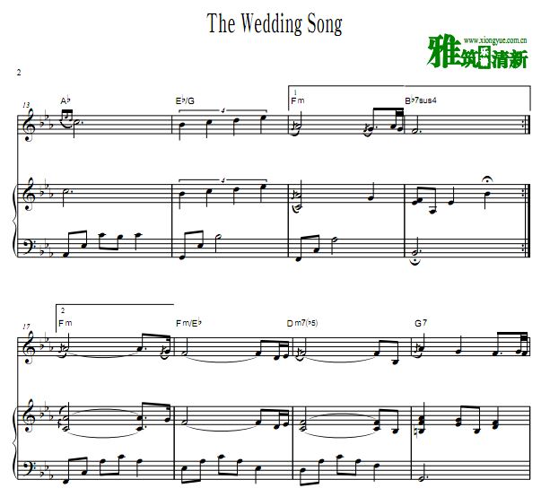 The Wedding Song小提琴钢琴谱