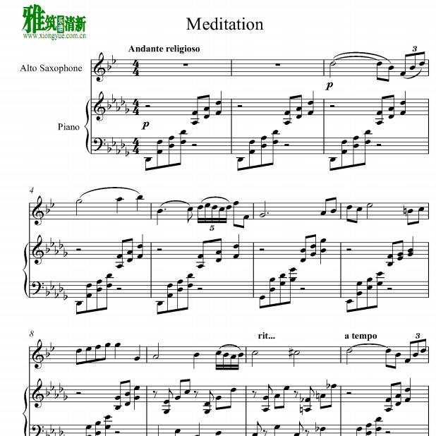  Meditation 沉思萨克斯钢琴谱