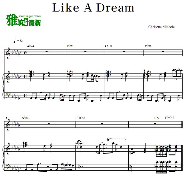 Chrisette Michele - Like A Dream弹唱伴奏钢琴谱 歌谱