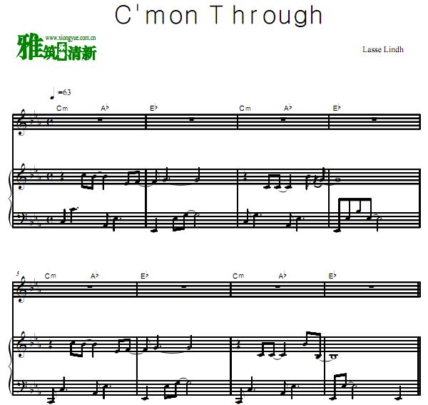 Lasse Lindh - C'mon Through伴奏钢琴谱 歌谱 正谱
