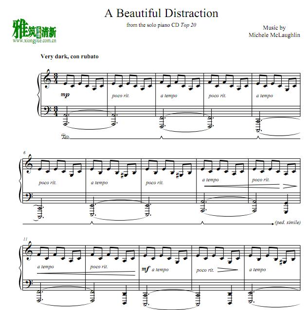 Michele McLaughlin - A Beautiful Distraction钢琴谱
