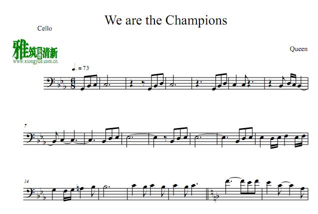 Queen - We Are The Champions 大提琴谱